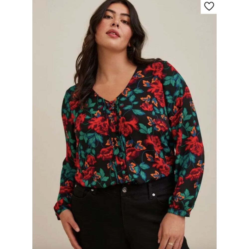 TORRID Georgette Pintuck Button-Front Blouse